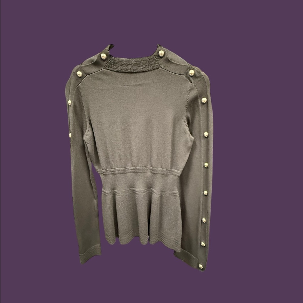 INC International Concepts Olive Button-Accent Blouse